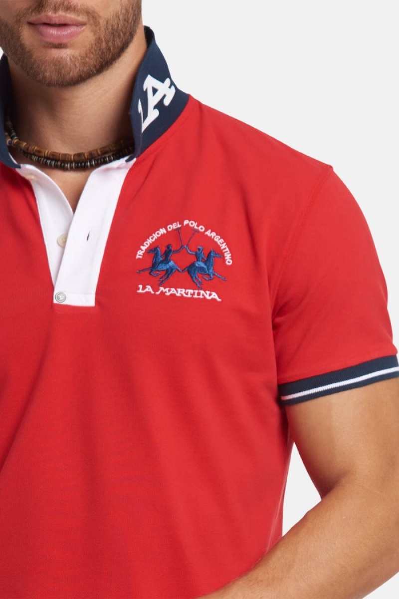 La Martina Slim-fit Stretch Piqué Polo Gömlek Erkek Kırmızı | PRS-2019