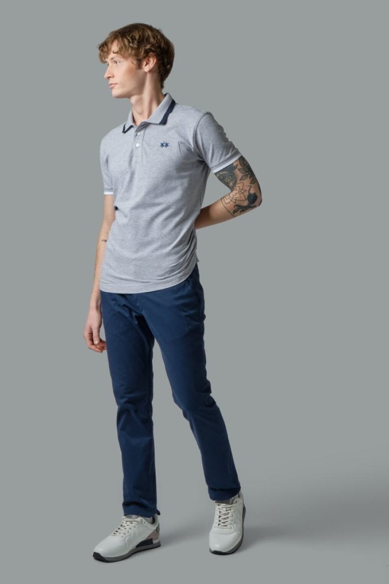 La Martina Slim-fit Stretch Piqué Polo Gömlek Erkek Açık Gri | THC-0285