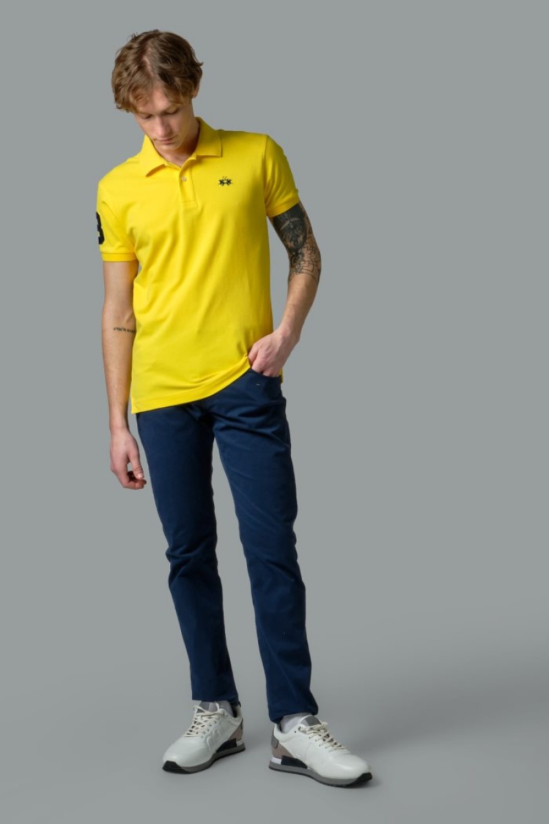 La Martina Slim-fit Stretch Piqué Polo Gömlek Erkek Sarı | KPS-9312