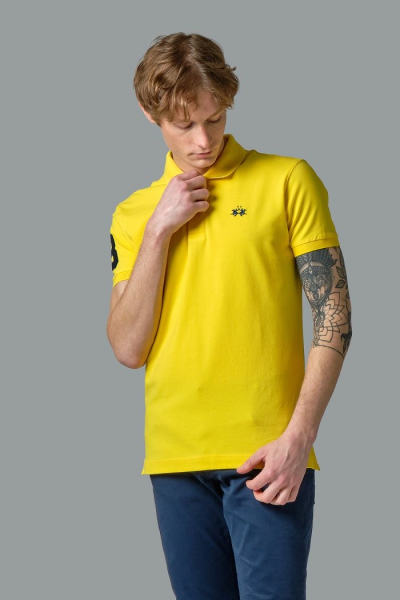 La Martina Slim-fit Stretch Piqué Polo Gömlek Erkek Sarı | KPS-9312