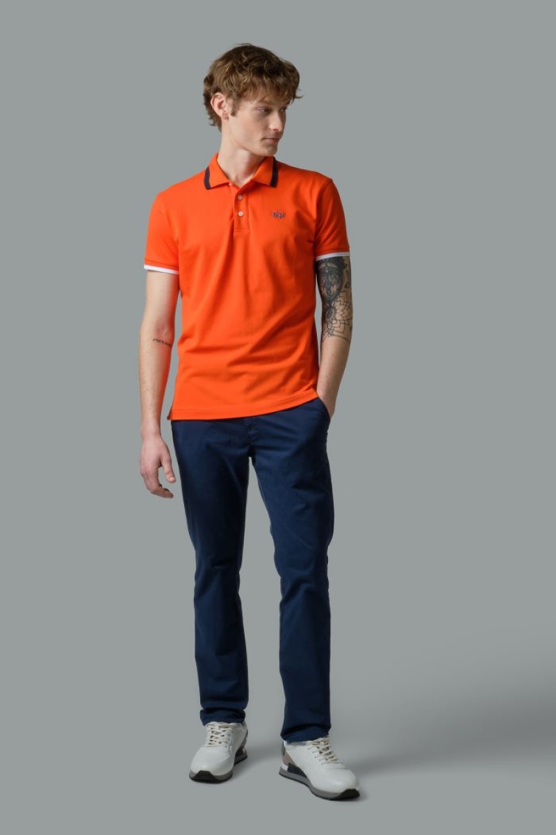 La Martina Slim-fit Stretch Piqué Polo Gömlek Erkek Kırmızı Turuncu | KVN-5730