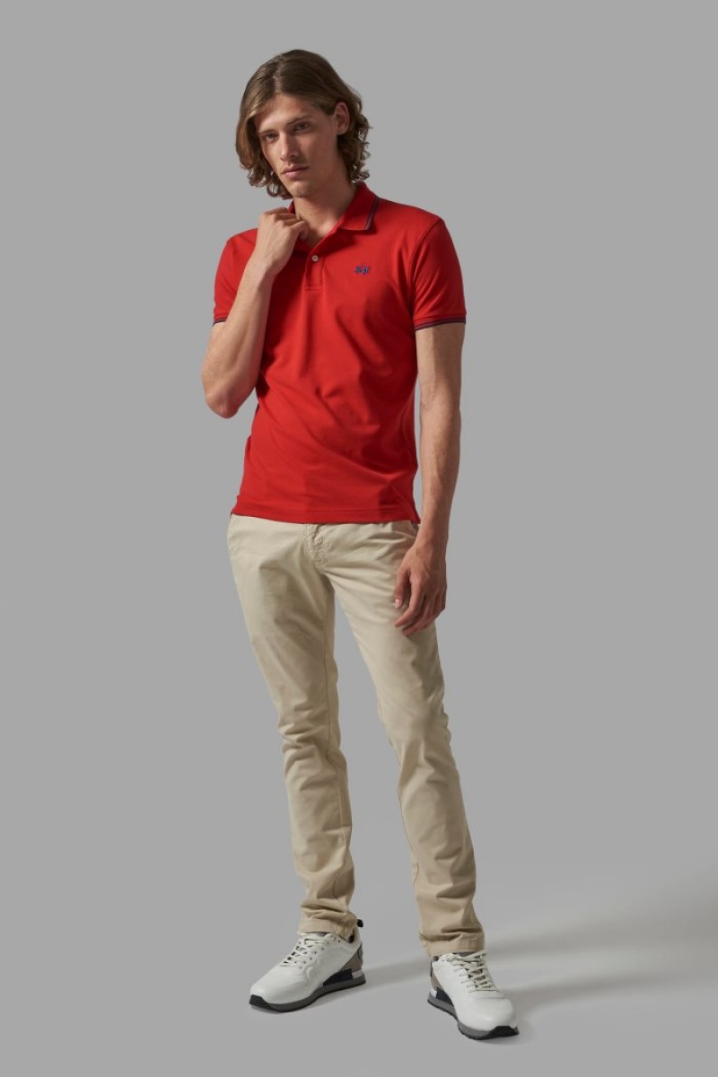 La Martina Slim-fit Stretch Piqué Polo Gömlek Erkek Kırmızı | ADA-5982