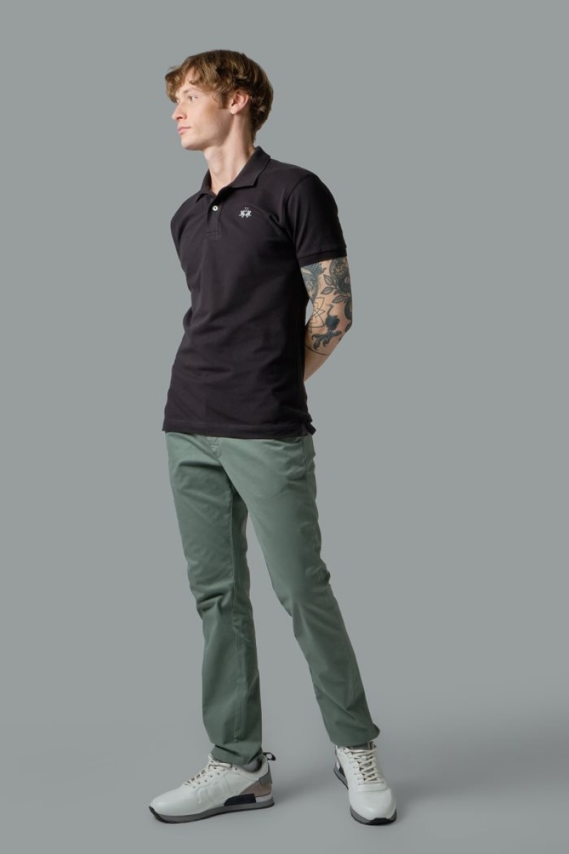 La Martina Slim-fit Stretch Piqué Polo Gömlek Erkek Siyah | CME-1108