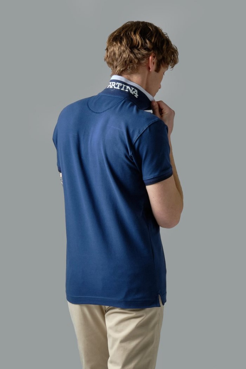 La Martina Slim-fit Stretch Piqué Polo Gömlek Erkek Mavi | LHY-2595