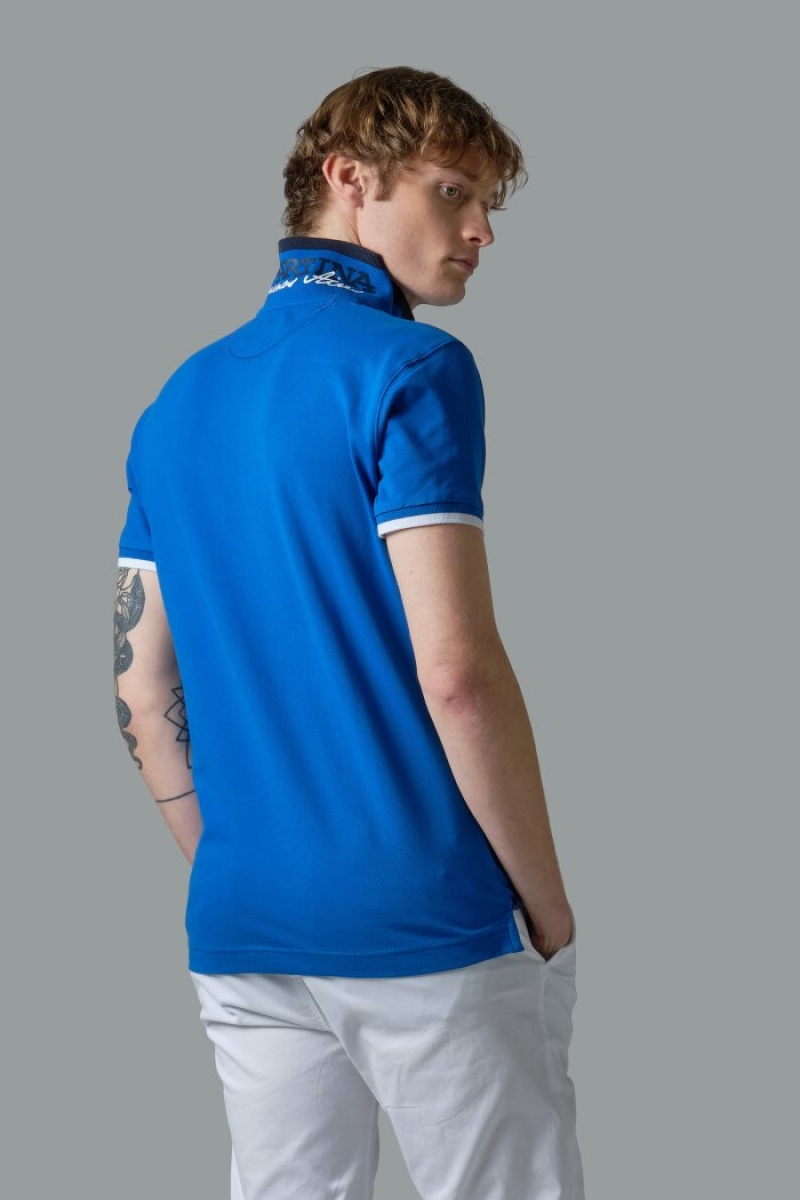 La Martina Slim-fit Stretch Piqué Polo Gömlek Erkek Mavi | RTF-1052